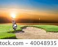Golf equipment and golf bag ,putter ,ball on green 40048935
