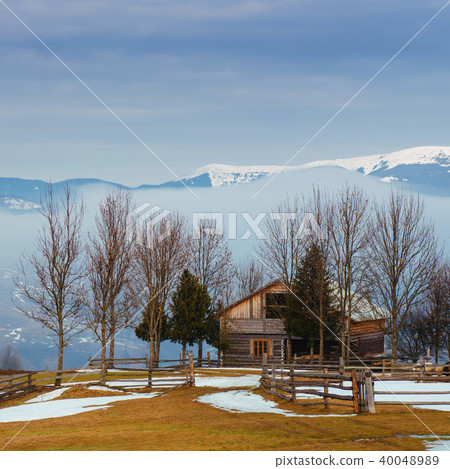 the beginning of spring in the mountains 40048989