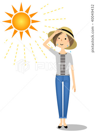 Young woman heat stroke measures 40049432