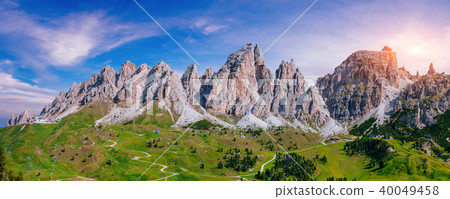 Rocky Mountains at sunset.Dolomite Alps, Italy  40049458