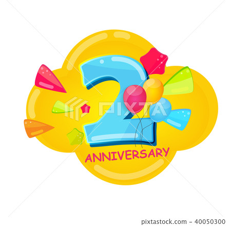 Cute Cartoon Template 2 Years Anniversary Vector Illustration Cute Cartoon Template 2 Years Anniversary Vector Illustration 40050300