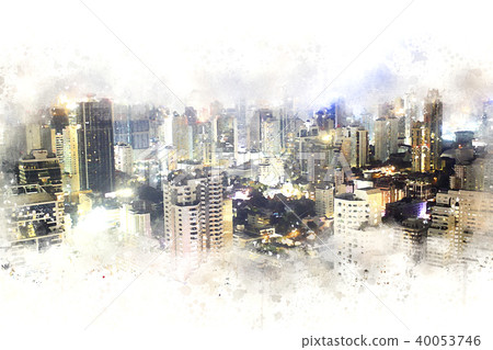 Colorful Building watercolor painting background. 40053746