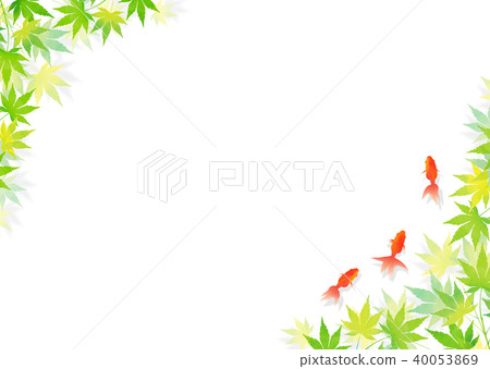 藍色秋葉日本紙金魚的日式形象 40053869