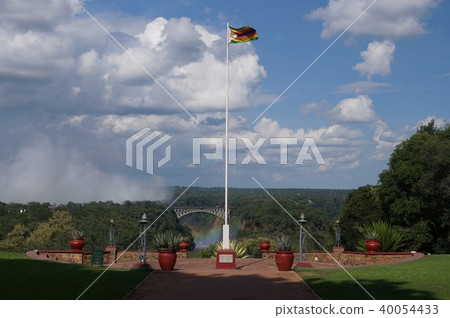 Zimbabwe's Victoria Falls Bridge and Zimbabwe Flag Zimbabwe's Victoria Falls Bridge and Zimbabwe Flag 40054433