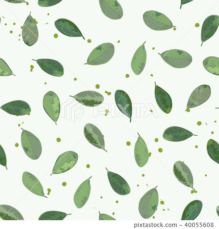 Floral seamless pattern with hand drawn leaves of - Stock Illustration ...