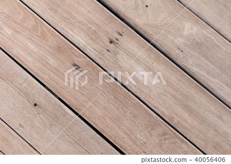Diagonal wood plank near the beach. Top view 40056406