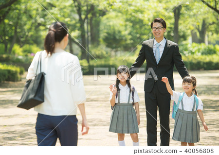 Family elementary school student commute commuting image 40056808