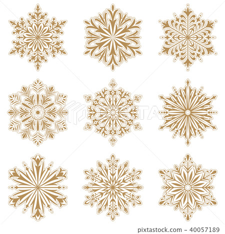 Snowflakes gold icon collection. Graphic vector 40057189