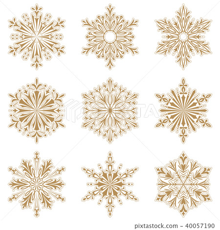 Snowflakes gold icon collection. Graphic vector  40057190