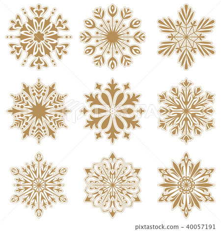 Snowflakes gold icon collection. Graphic vector Snowflakes gold icon collection. Graphic vector 40057191