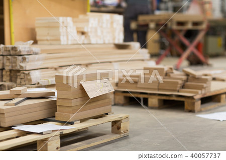 wooden boards at workshop or woodworking plant 40057737