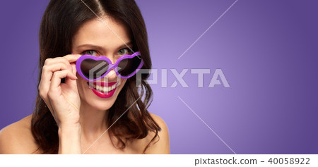 woman with ultra violet heart shaped shades 40058922