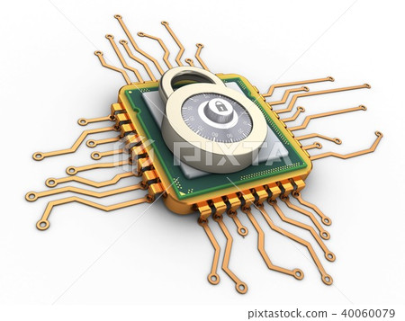 Processor Lock 3d illustration of processor with lock - Stock Illustration [40060079 ...