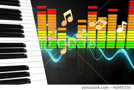 3d piano keys audio spectrum - Stock Illustration [40060336] - PIXTA