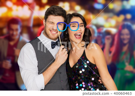 happy couple with party glasses having fun happy couple with party glasses having fun 40060463