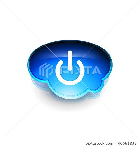 Power button blue icon, start symbol 40061835