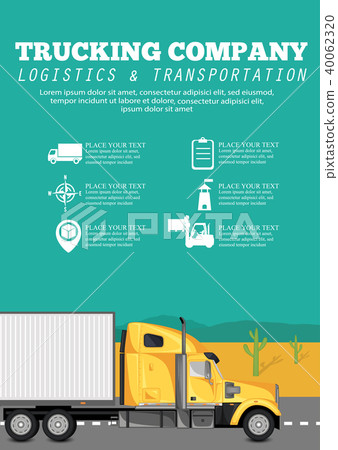 Trucking company poster with container truck 40062320