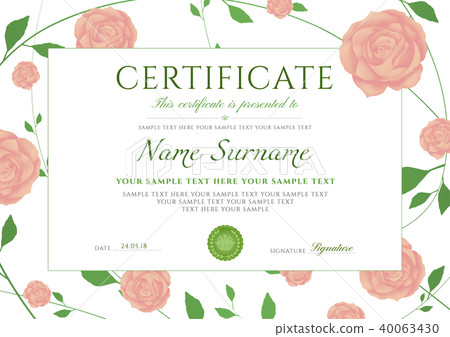 Certificate of completion template flowers Roses