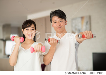 中間夫婦健身生活家庭圖像 40063905
