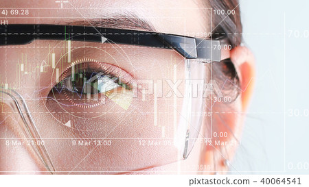 Biometric of a scientist with futuristic graphics. Biometric of a scientist with futuristic graphics. 40064541