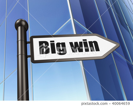 Finance concept: sign Big Win on Building background 40064659