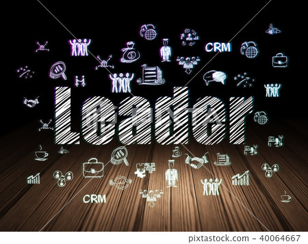 Finance concept: Leader in grunge dark room 40064667