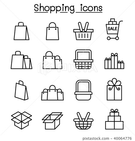 Shopping icon set in thin line style Shopping icon set in thin line style 40064776