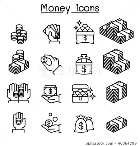 Money & Investment icon set in thin line style 40064799