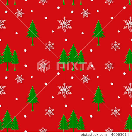 Christmas tree with snowflakes seamless pattern - Stock Illustration ...