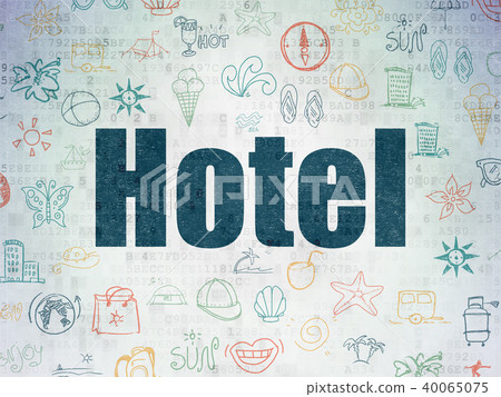 Vacation concept: Hotel on Digital Data Paper background Vacation concept: Hotel on Digital Data Paper background 40065075