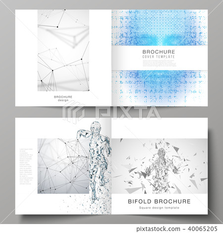 The vector illustration of editable layout of two covers templates for square design bifold brochure The vector illustration of editable layout of two covers templates for square design bifold brochure 40065205