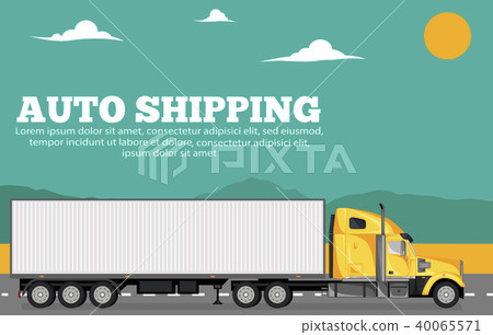 Auto shipping banner with container truck Auto shipping banner with container truck 40065571
