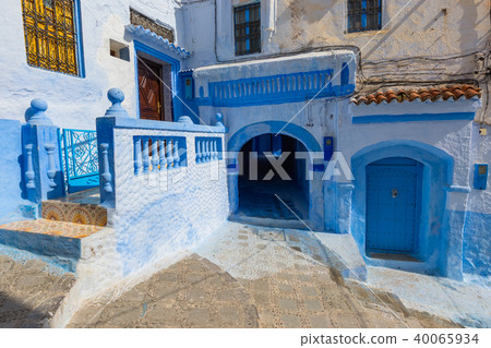 Blue street inside Medina of Chefchaouen Blue street inside Medina of Chefchaouen 40065934