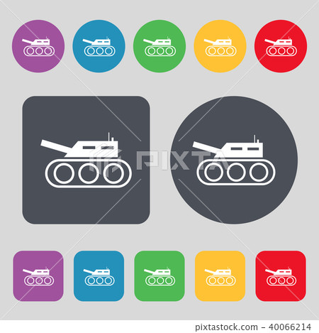 Tank, war, army icon sign. A set of 12 colored but 40066214