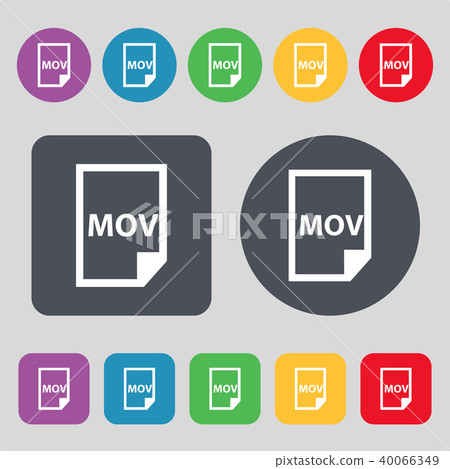 mov file format icon sign. A set of 12 colored but mov file format icon sign. A set of 12 colored but 40066349