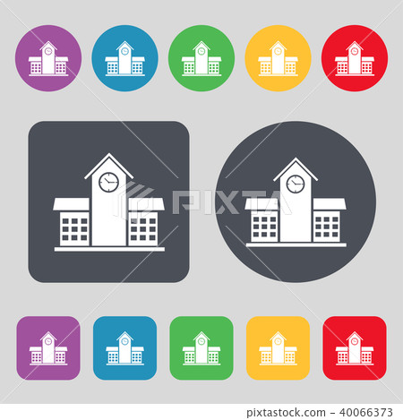 School Professional Icon sign. A set of 12 colored - Stock Illustration ...