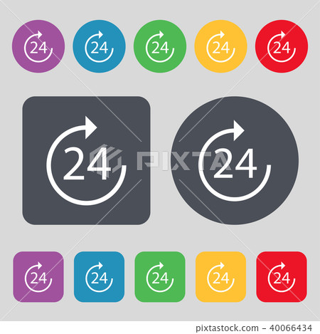 TIME 24 Icon sign. A set of 12 colored buttons. Fl 40066434