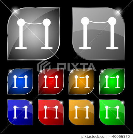Cinema fence line icon sign. Set of ten colorful b 40066570