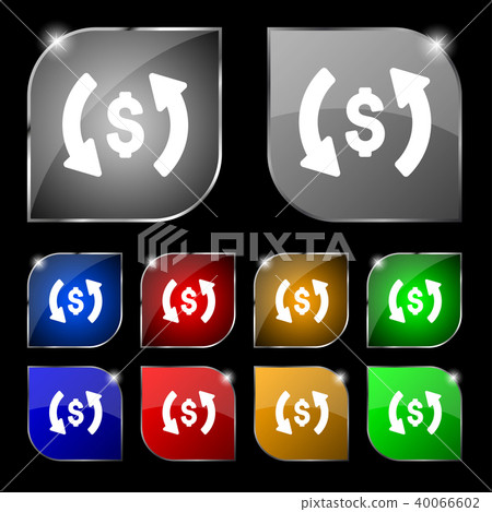 Exchange icon sign. Set of ten colorful buttons wi Exchange icon sign. Set of ten colorful buttons wi 40066602