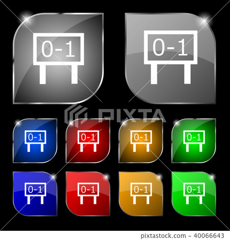 Scoreboard icon sign. Set of ten colorful buttons 40066643