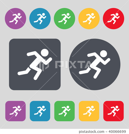 simple running human icon sign. A set of 12 colore simple running human icon sign. A set of 12 colore 40066699