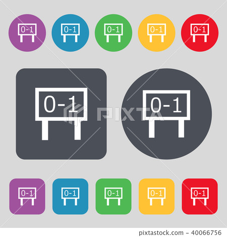 Scoreboard icon sign. A set of 12 colored buttons. Scoreboard icon sign. A set of 12 colored buttons. 40066756