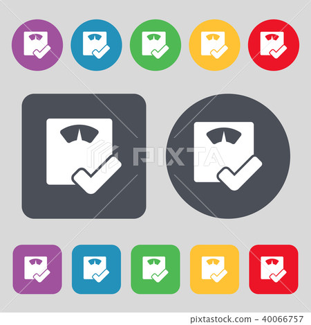 bathroom scales icon sign. A set of 12 colored but bathroom scales icon sign. A set of 12 colored but 40066757