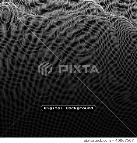 Digital landscape with mountains or clouds made of line grid Digital landscape with mountains or clouds made of line grid 40067507