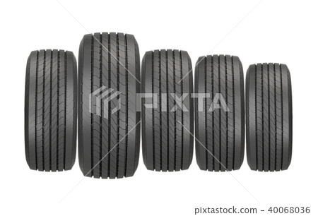 Column of tires isolated on the white background Column of tires isolated on the white background 40068036