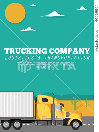 Trucking company banner with container truck 40069994