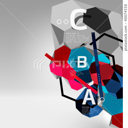 3d hexagon geometric composition, geometric digital abstract background 40074558