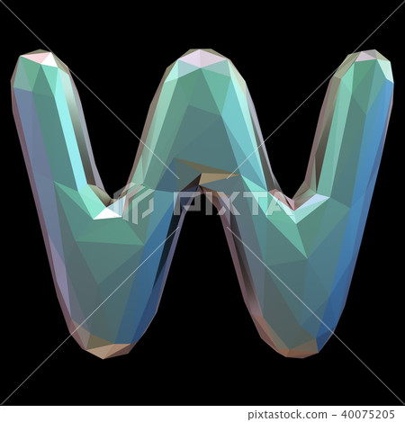 Capital latin letter W in low poly style isolated on black background 40075205