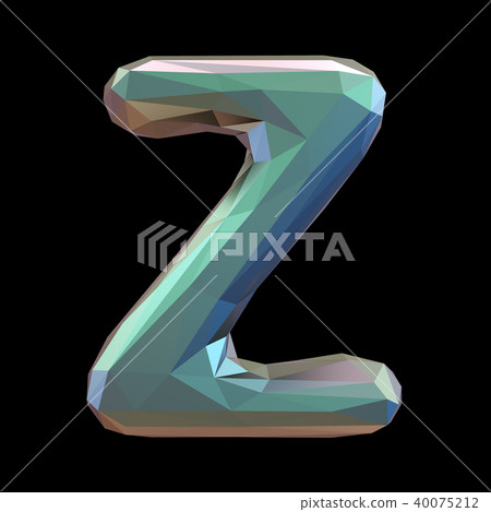 Capital latin letter Z in low poly style isolated on black background 40075212