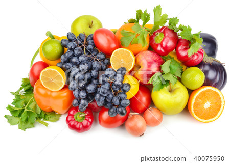 Fruits and vegetables isolated on a white 40075950